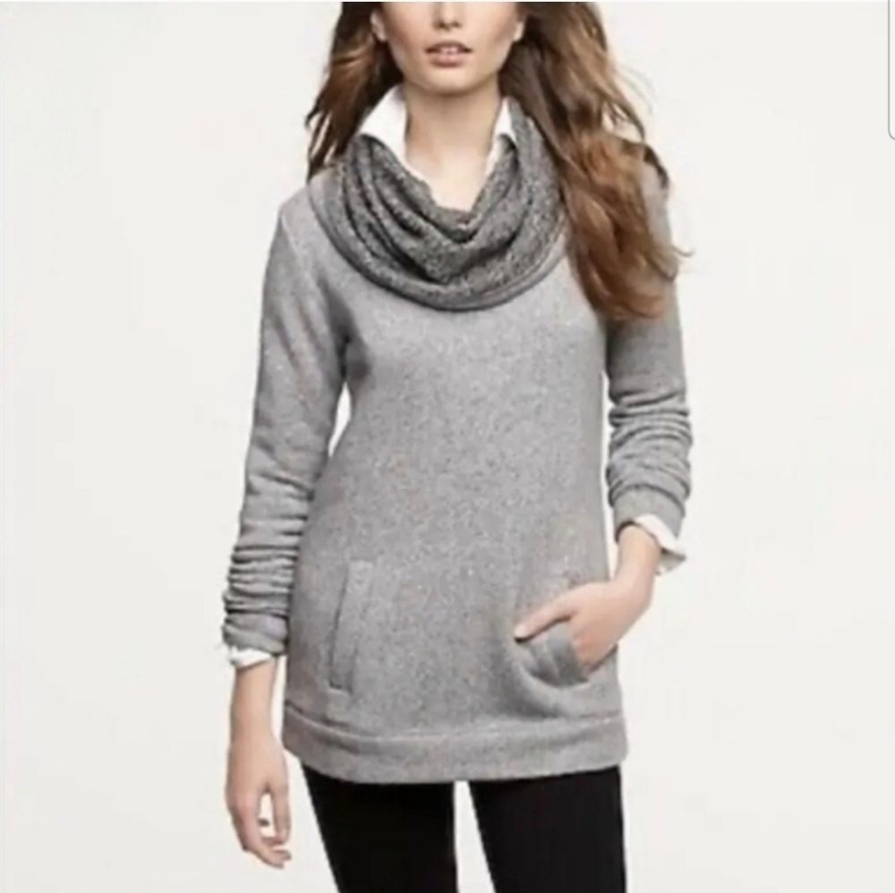 ❤️ J CREW GRAY BLOGGER MARLED FUNNEL NECK SWEATER, SMALL